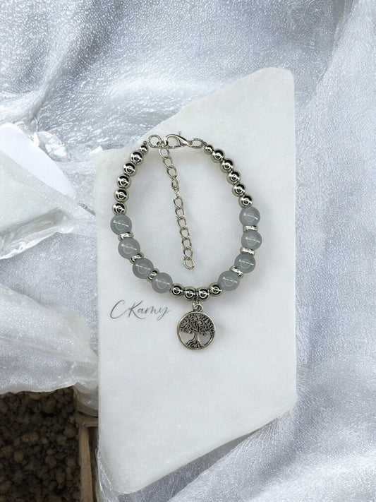 Bracelet femme grand arbre de vie argent gris