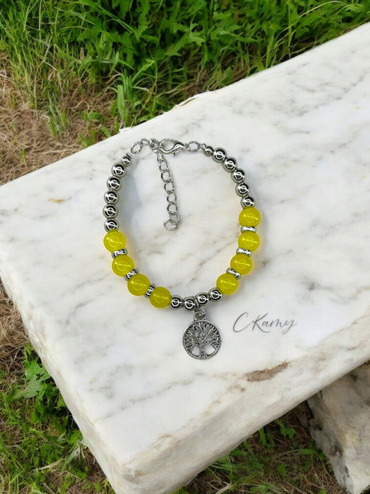 Bracelet femme grand arbre de vie argent jaune