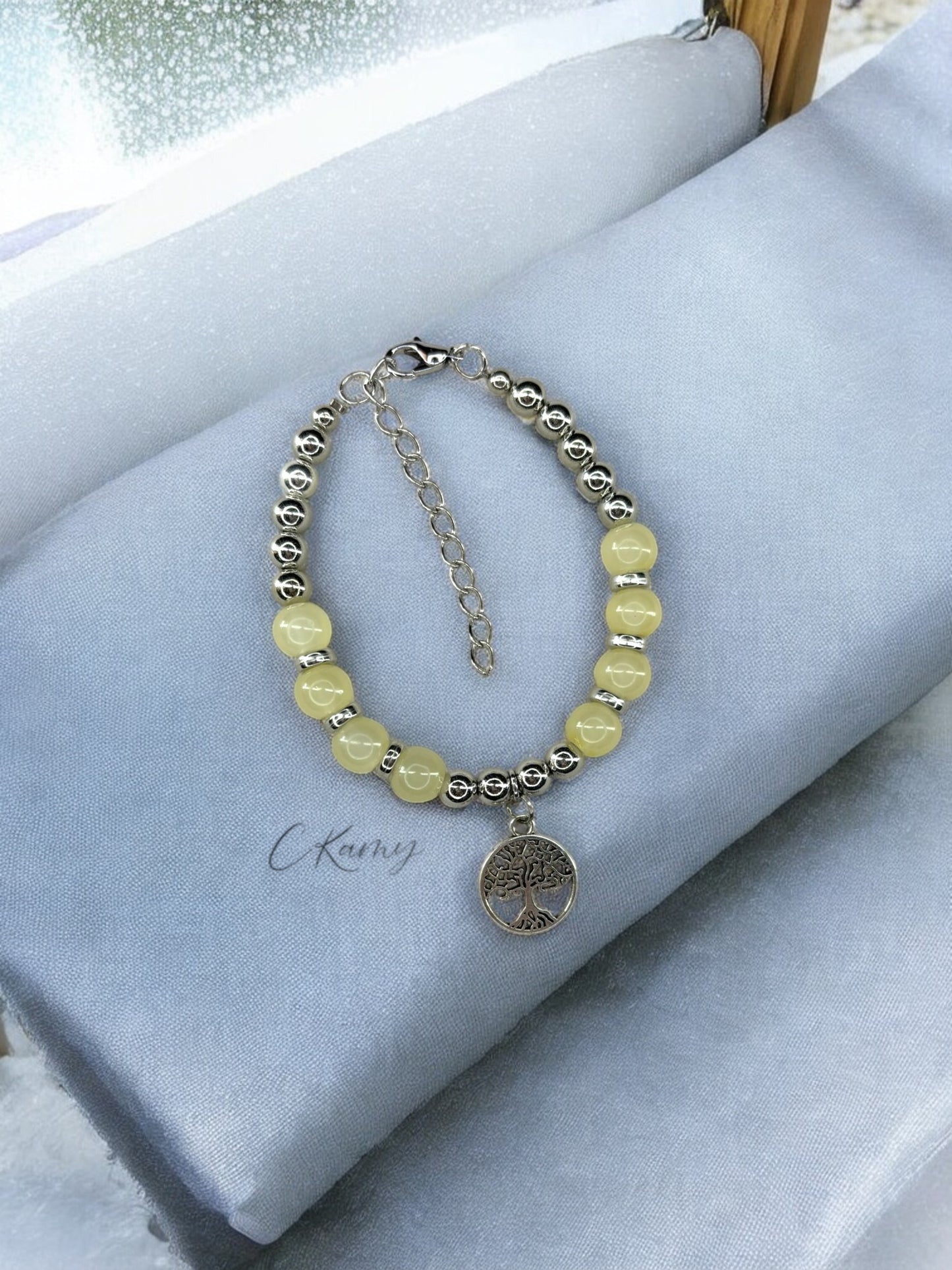 Bracelet femme grand arbre de vie argent jaune clair