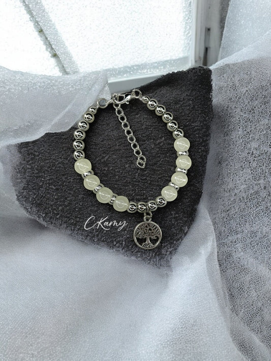 Bracelet femme grand arbre de vie argent jaune pastel