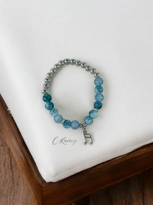 Bracelet femme note de musique argent bleu