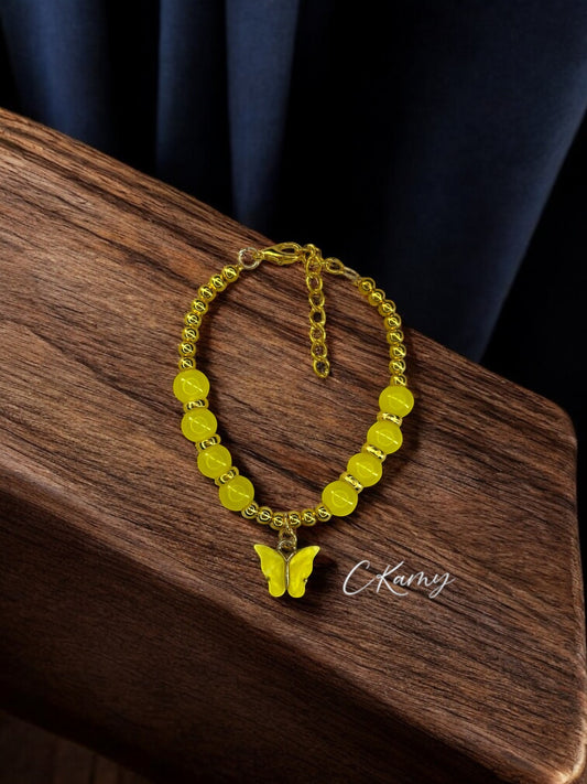 Bracelet femme papillon unicolore doré jaune