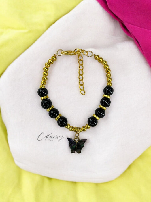 Bracelet femme papillon unicolore doré noir