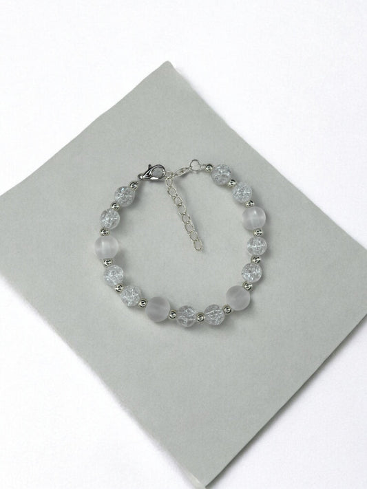 Bracelet femme perles alternées blanc