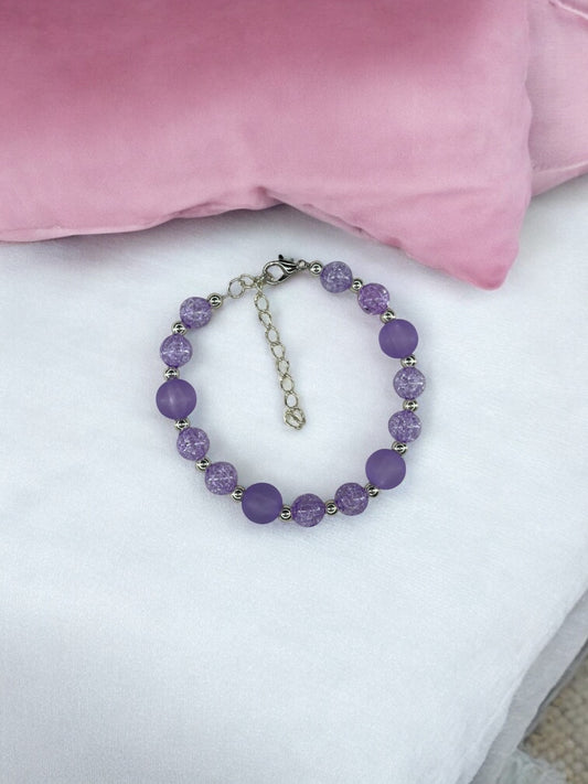 Bracelet femme perles alternées violet
