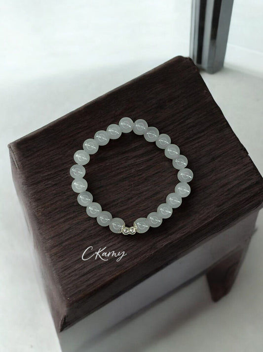 Bracelet femme perles de verre floral argent 4mm gris