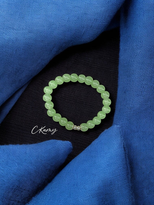 Bracelet femme perles de verre floral argent 4mm vert d'eau