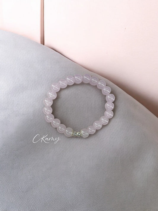 Bracelet femme perles de verre floral argent 4mm violet clair