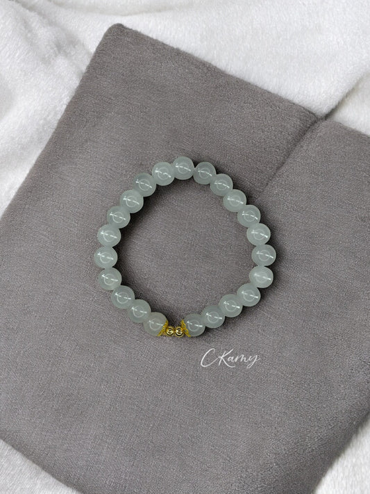 Bracelet femme perles de verre floral doré 4mm gris