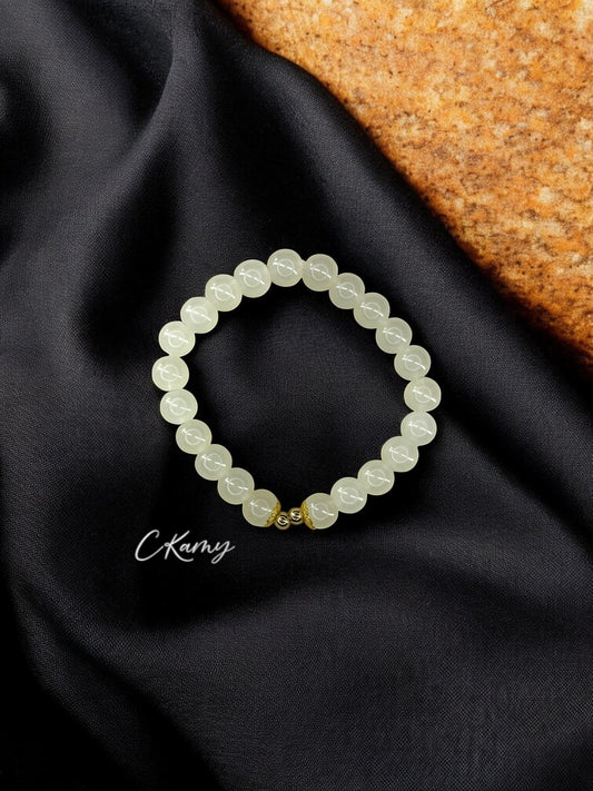 Bracelet femme perles de verre floral doré 4mm jaune champagne