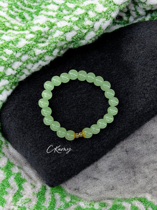 Bracelet femme perles de verre floral doré 4mm vert d'eau