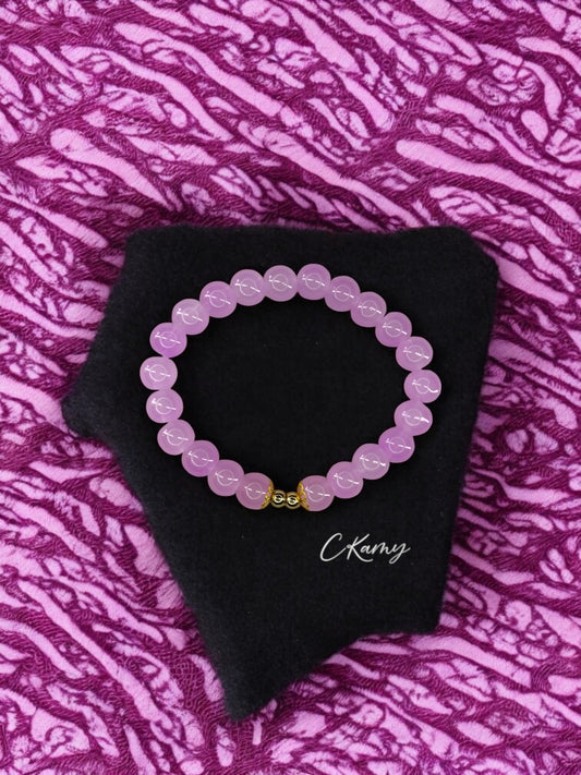 Bracelet femme perles de verre floral doré 4mm violet