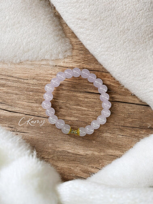 Bracelet femme perles de verre floral doré 4mm violet clair