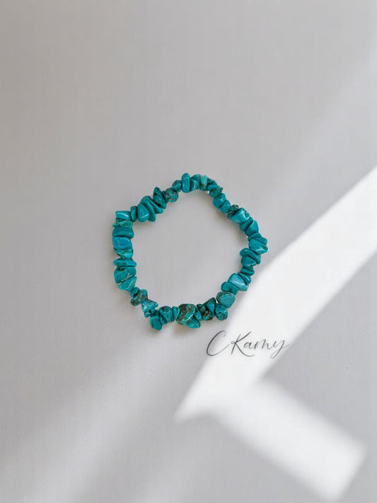 Bracelet femme perles pierres bleu vert
