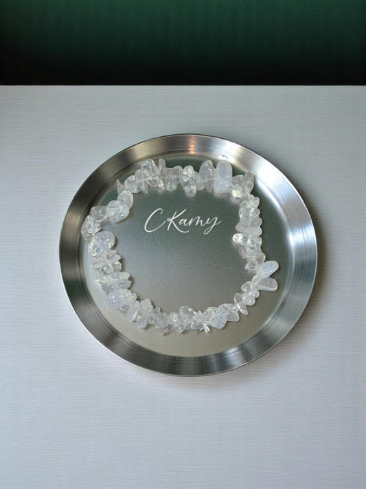 Bracelet femme perles pierres transparent