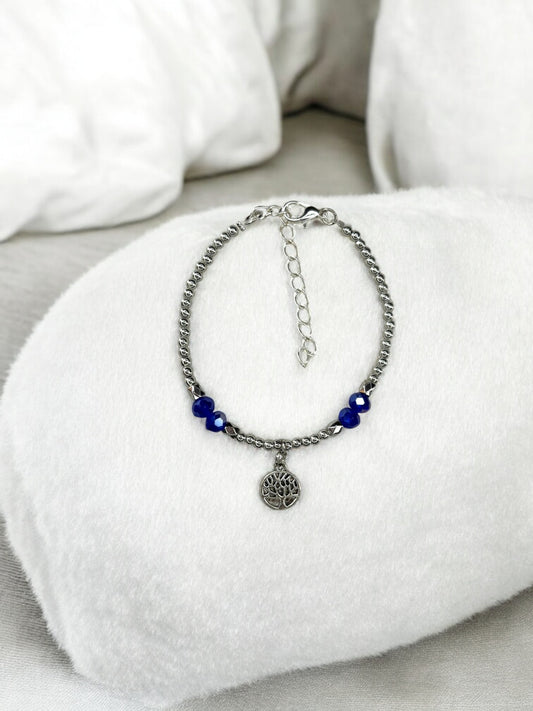Bracelet femme petit arbre de vie argent bleu saphir