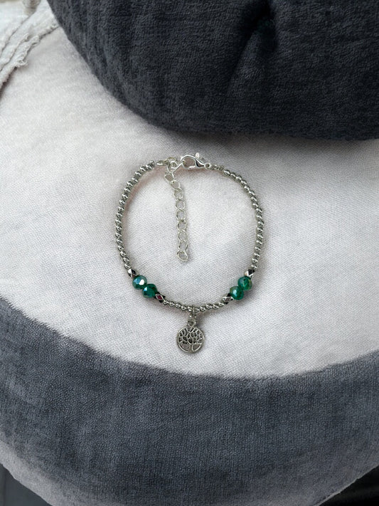 Bracelet femme petit arbre de vie argent bleu vert