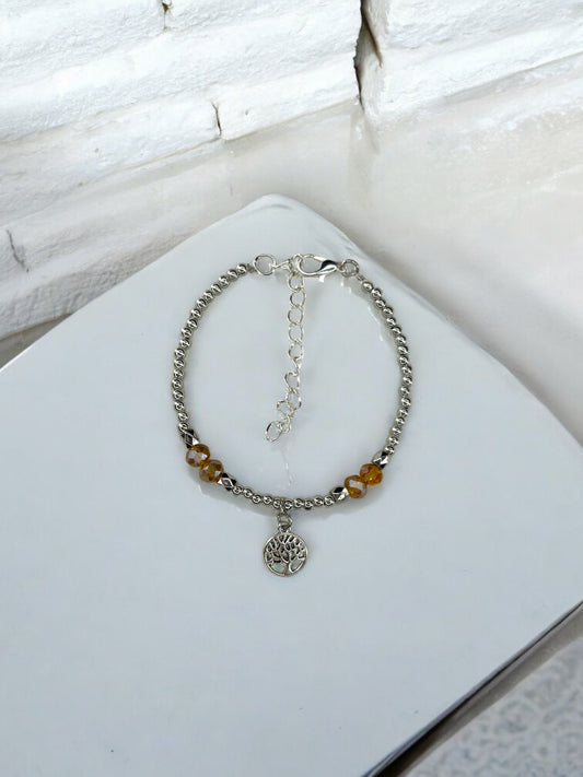 Bracelet femme petit arbre de vie argent marron