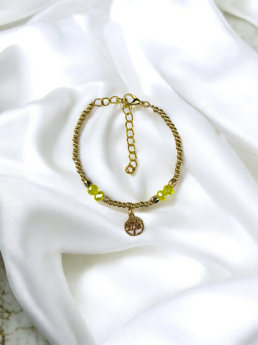 Bracelet femme petit arbre de vie doré jaune