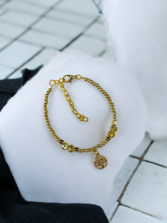 Bracelet femme petit arbre de vie doré jaune clair