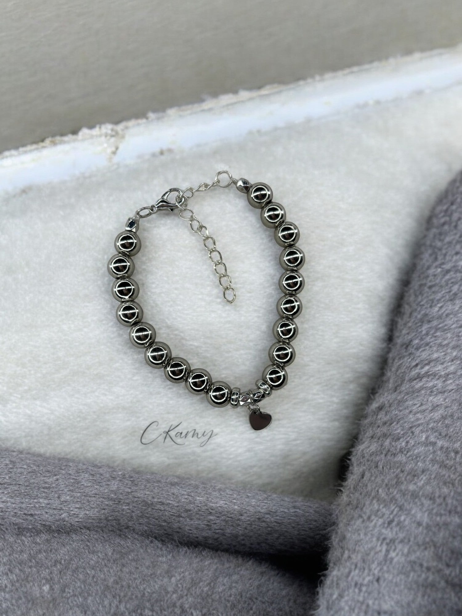 Bracelet femme petit coeur argent argent brillant