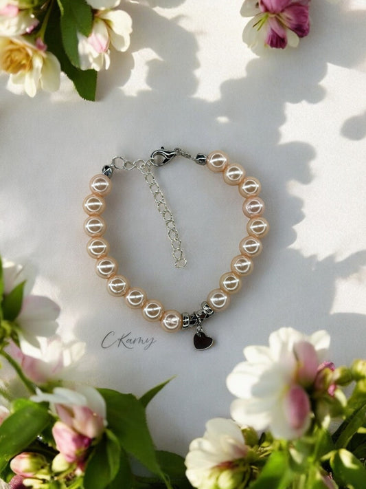 Bracelet femme petit coeur argent chair clair brillant