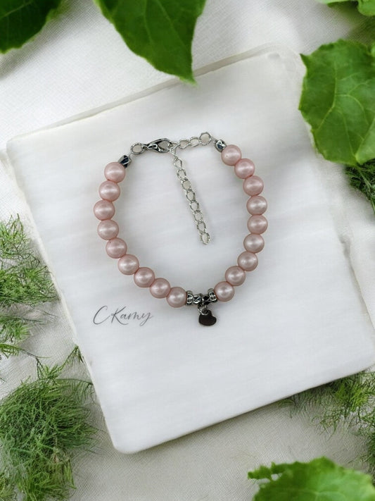 Bracelet femme petit coeur argent rose mat