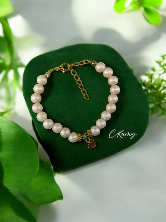 Bracelet femme petit coeur doré chair clair mat