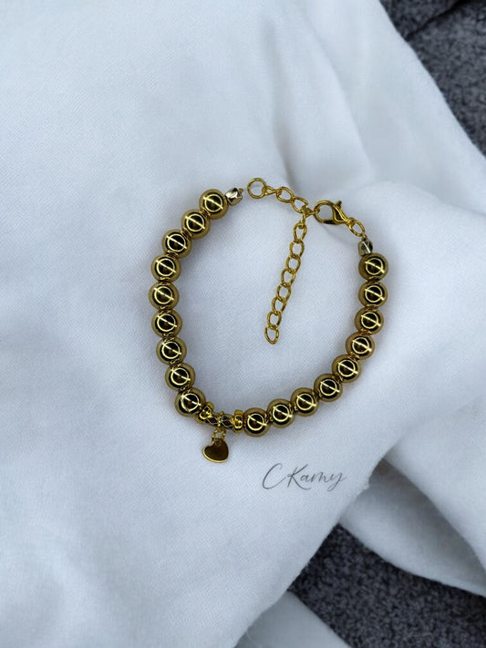 Bracelet femme petit coeur doré doré brillant