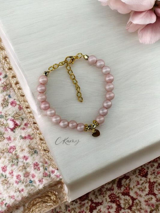 Bracelet femme petit coeur doré rose mat