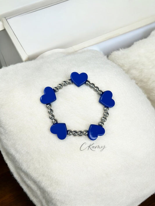 Bracelet femme tour en coeur bleu