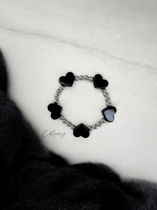 Bracelet femme tour en coeur noir