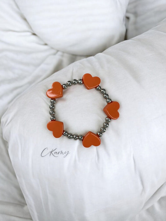 Bracelet femme tour en coeur orange