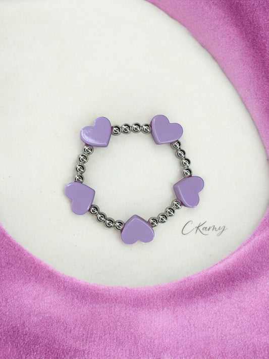 Bracelet femme tour en coeur violet