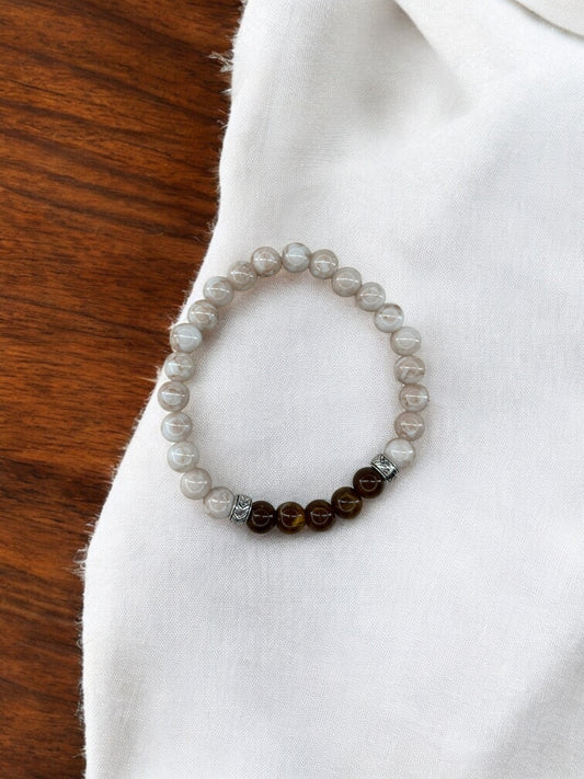 Bracelet homme bicolore beige milieu marron