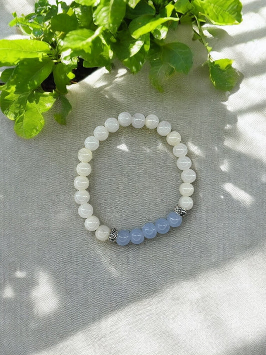 Bracelet homme bicolore blanc milieu bleu
