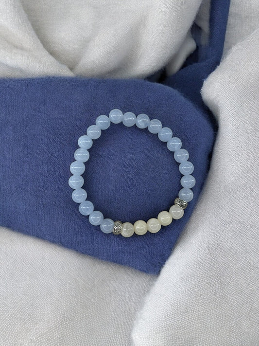 Bracelet homme bicolore bleu milieu blanc