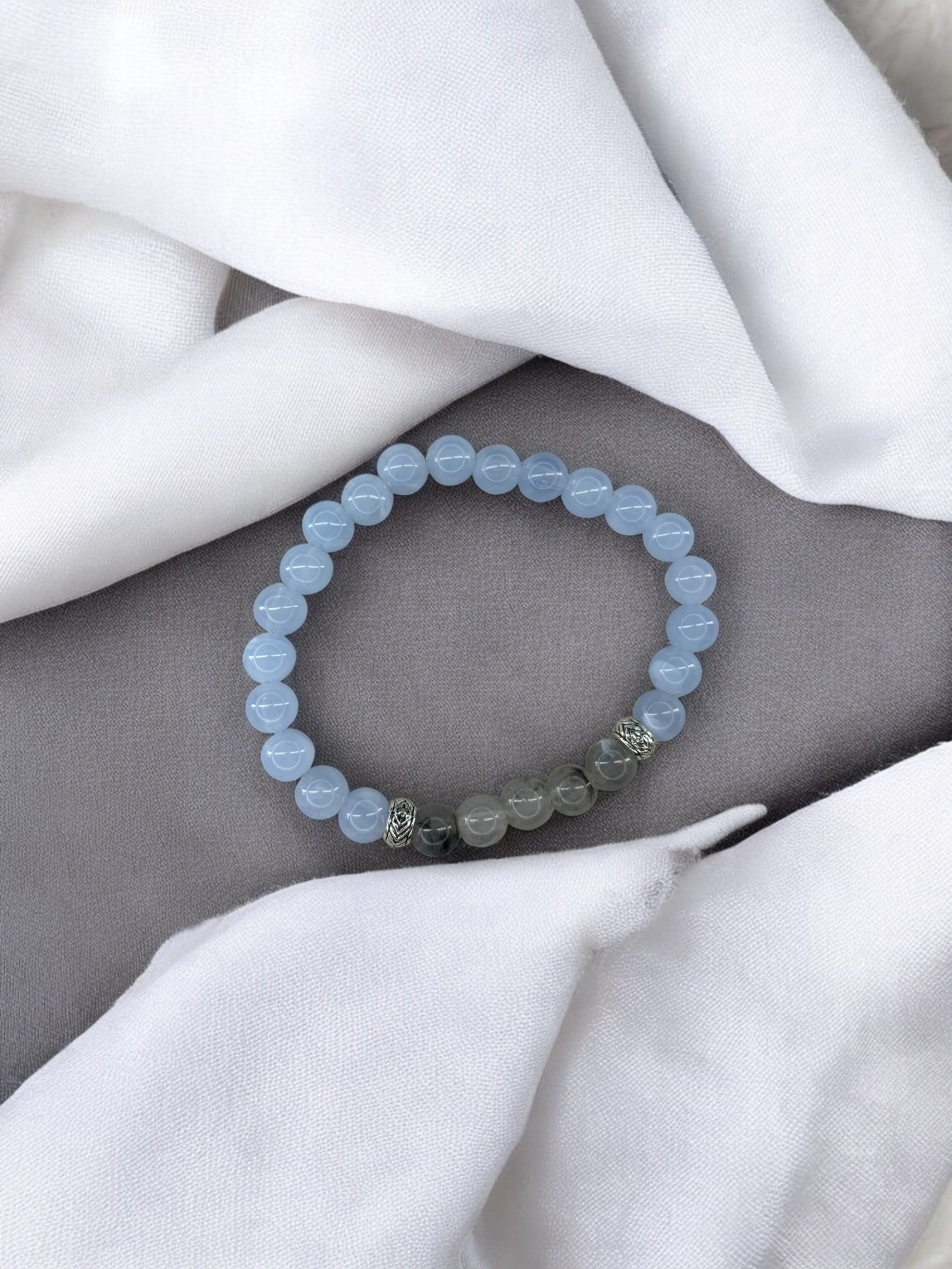 Bracelet homme bicolore bleu milieu gris