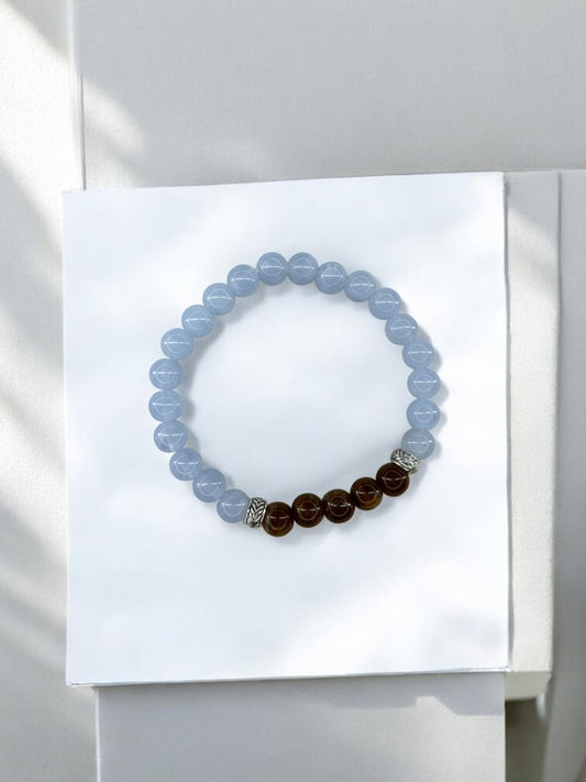 Bracelet homme bicolore bleu milieu marron