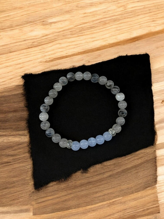 Bracelet homme bicolore gris milieu bleu