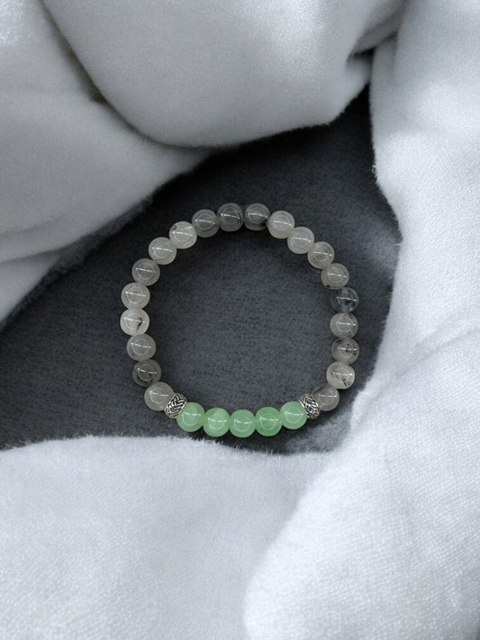 Bracelet homme bicolore gris milieu vert