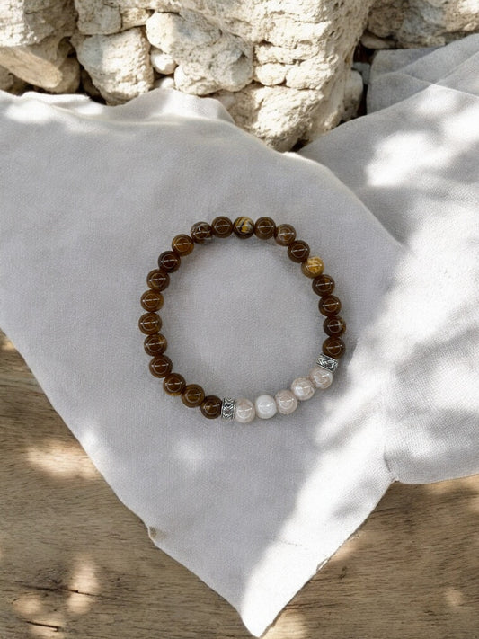 Bracelet homme bicolore marron milieu beige