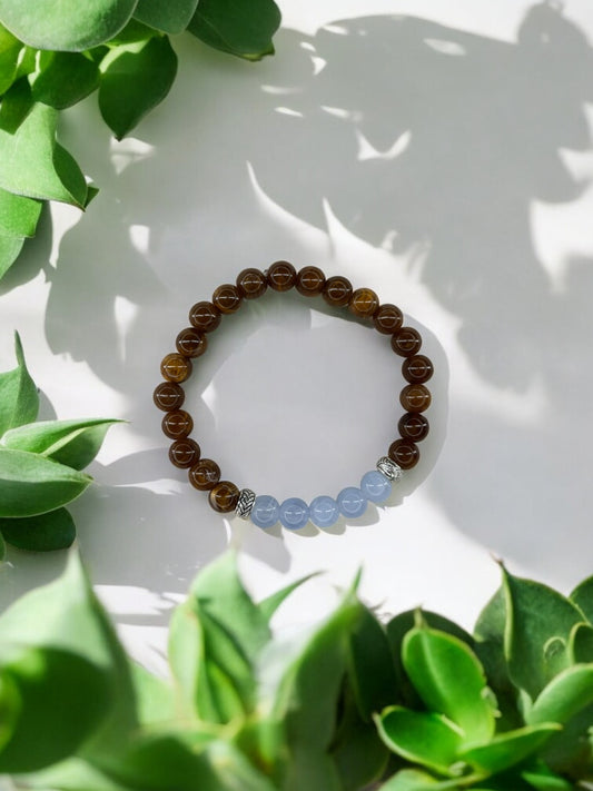 Bracelet homme bicolore marron milieu bleu