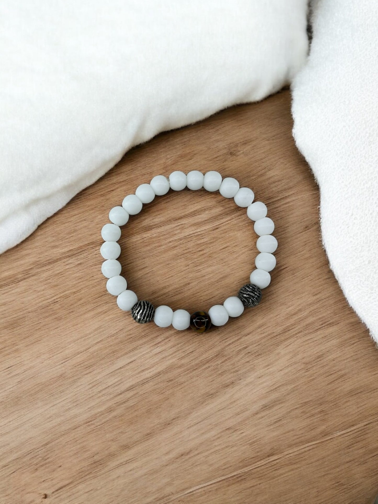 Bracelet homme boule spirale blanc