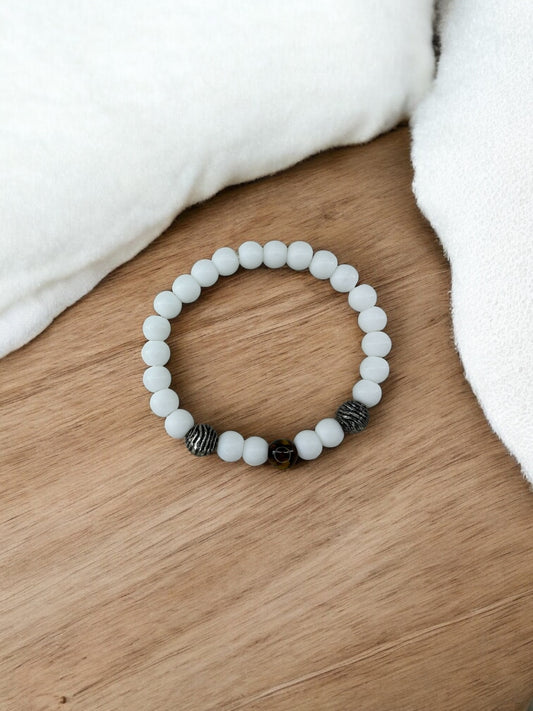 Bracelet homme boule spirale blanc