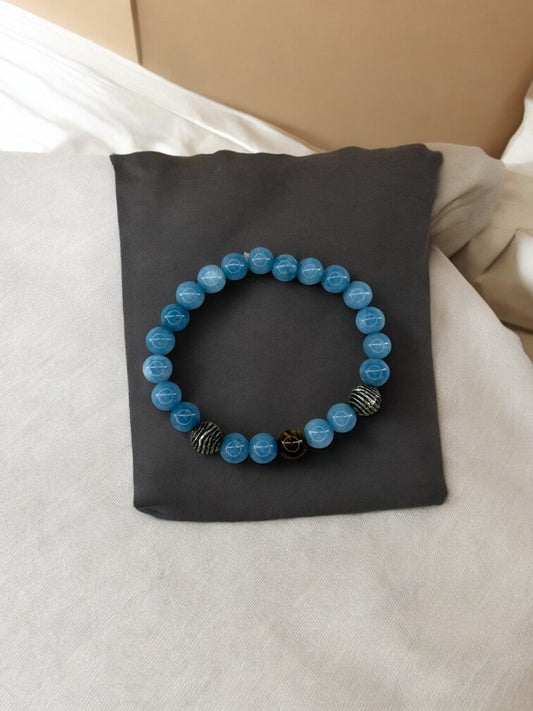 Bracelet homme boule spirale bleu