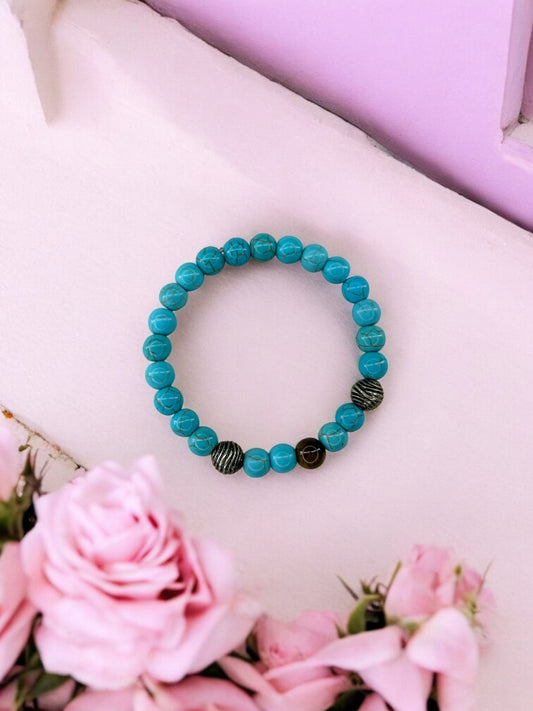 Bracelet homme boule spirale bleu à traits