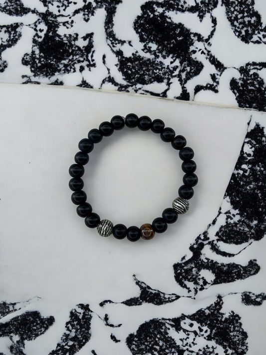 Bracelet homme boule spirale noir