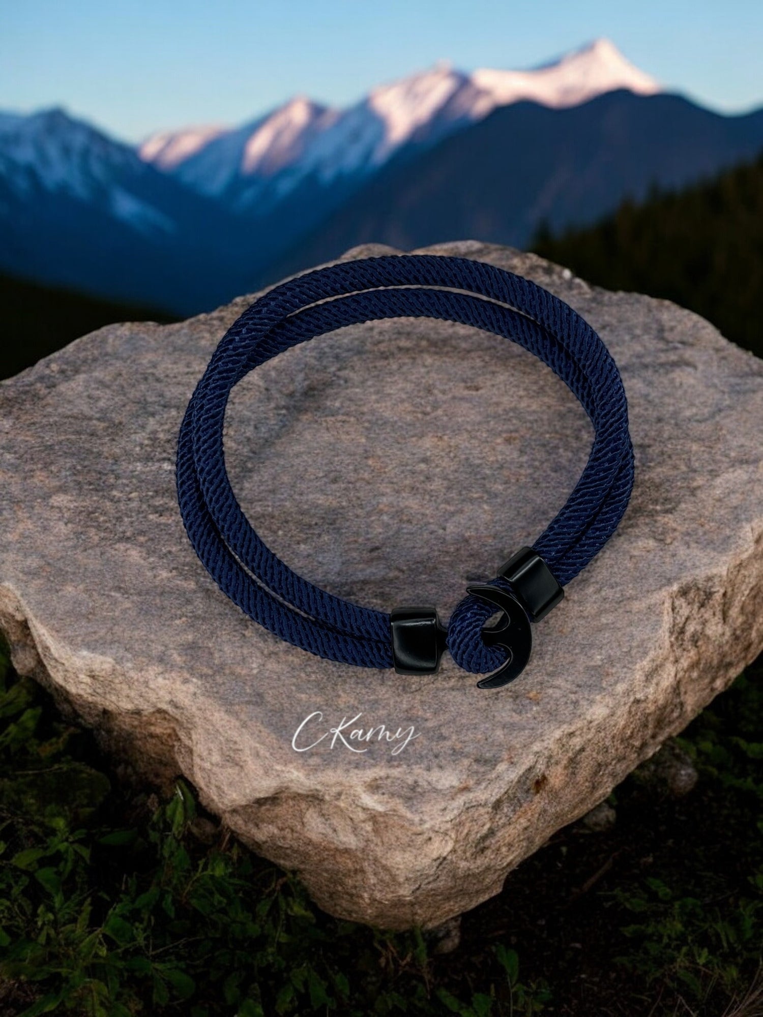 Bracelet homme corde ancrage bleu marine