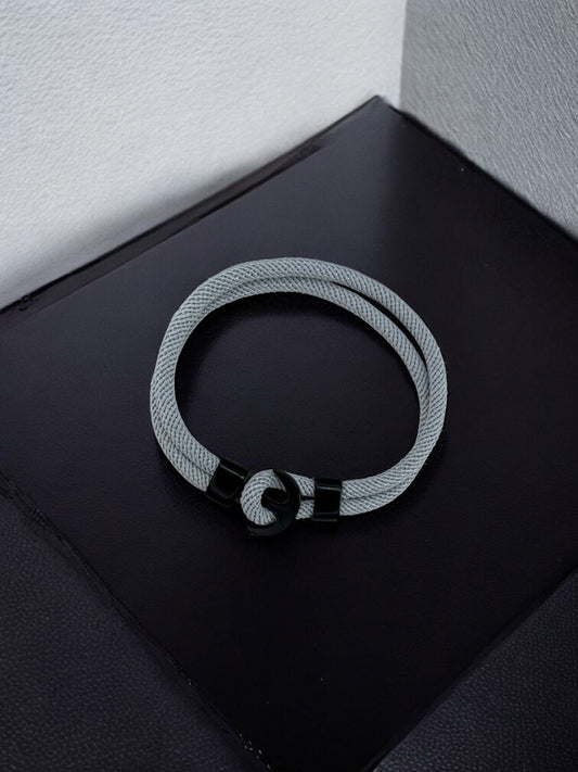 Bracelet homme corde ancrage gris